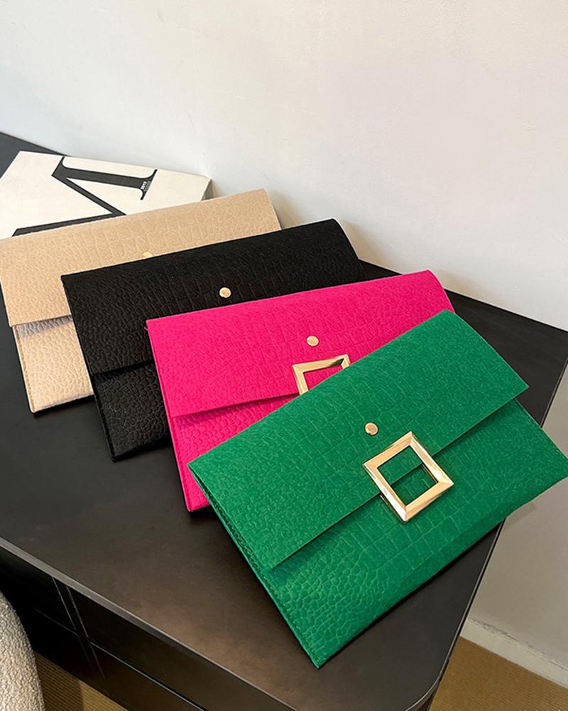 Crocodile Square Magnet Flap Clutch Bag