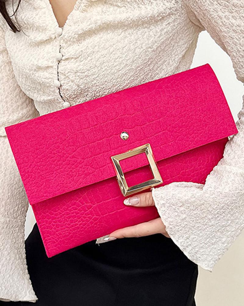 Crocodile Square Magnet Flap Clutch Bag