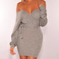 Cutout Backless Long Sleeve V Neck Bodycon Dress