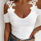 Contrast Lace Cold Shoulder Top
