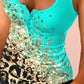 Contrast Leopard Print Notch Neck Buttoned Tank Top