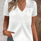 Lace Patch Short Sleeve Textured Top