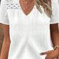 Lace Patch Short Sleeve Textured Top