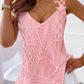 Lace Patch V Neck Sleeveless Tank Top