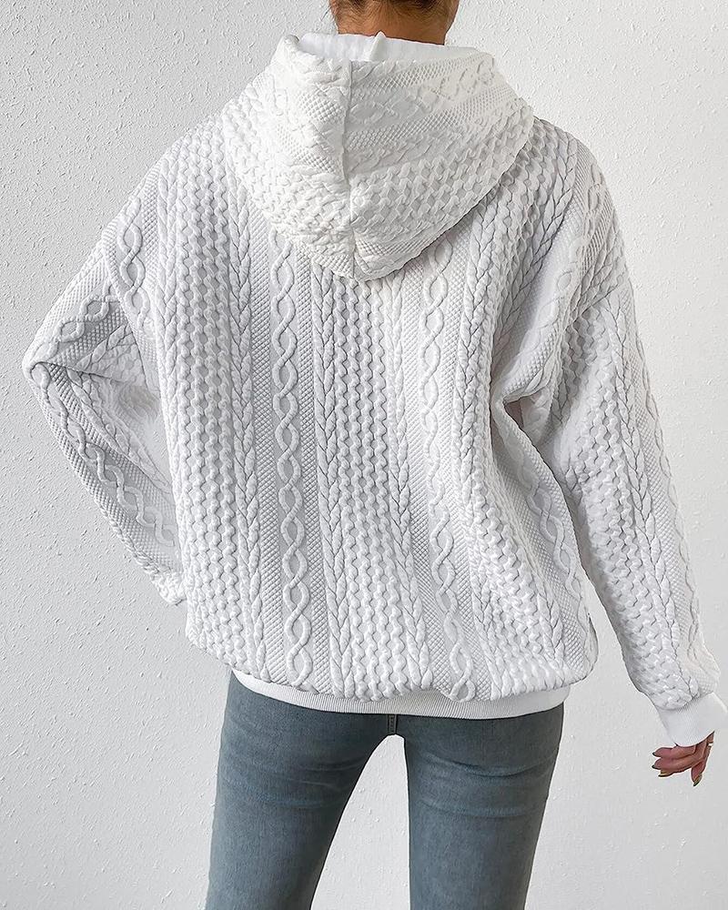 Cable Textured Hooded Sweatshirt
