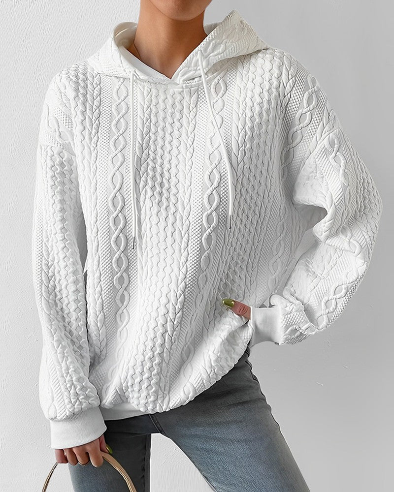 Cable Textured Hooded Sweatshirt