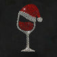 Christmas Hat Wine Glass Print Short Sleeve T shirt