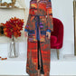Lantern Sleeve Mixed Print Slit Longline Coat