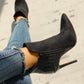 Snakeskin & Suede Pointed Toe Ankle Boots
