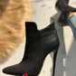 Snakeskin & Suede Pointed Toe Ankle Boots