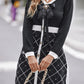 Bowknot Decor Argyle Pattern Knit Work Dress