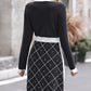 Bowknot Decor Argyle Pattern Knit Work Dress