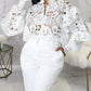 Lantern Sleeve Crochet Lace Shirt