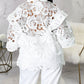 Lantern Sleeve Crochet Lace Shirt
