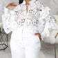 Lantern Sleeve Crochet Lace Shirt