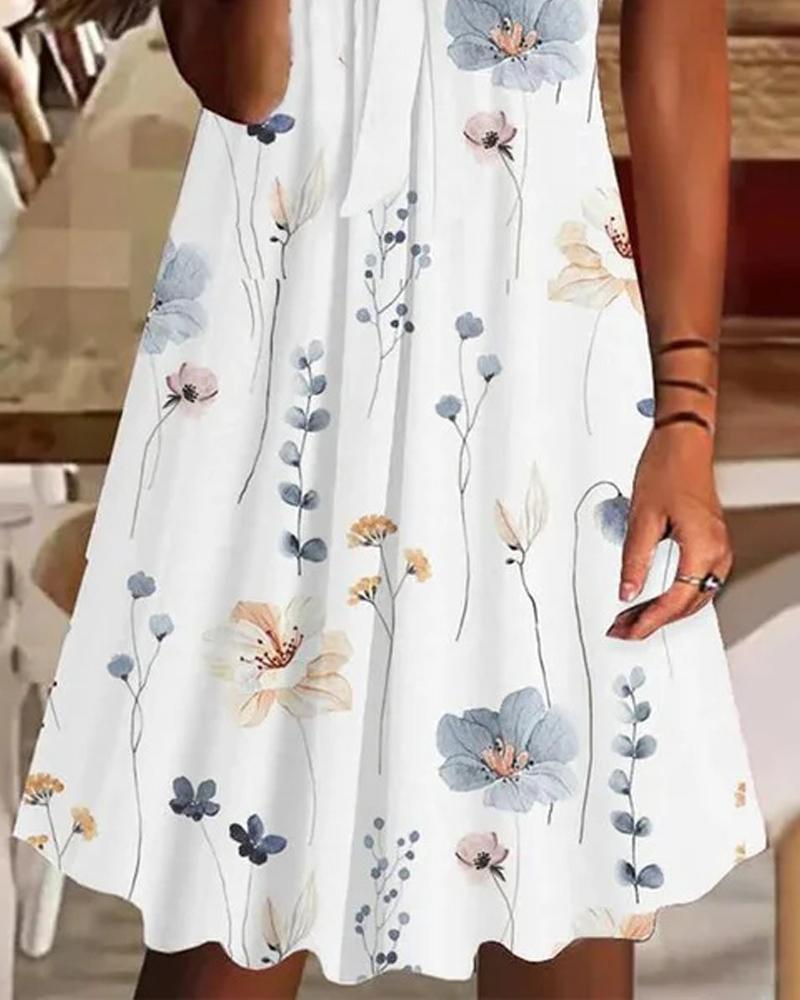Floral Print Tied Detail Casual Dress