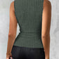 Overlap Buttoned Ribbed Tank Top
