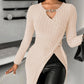 Chain Decor Slit Keyhole Neck Top