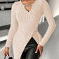 Chain Decor Slit Keyhole Neck Top