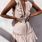 Deep V Hollow Out Ruffles Casual Dress