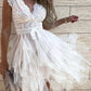 Lace Patch Sheer Mesh Sleeveless Party Dress