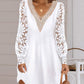 Contrast Lace Lantern Sleeve Casual Dress