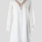 Contrast Lace Lantern Sleeve Casual Dress