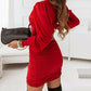 Contrast Mesh Puff Sleeve Ruched Bodycon Dress
