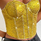 Allover Sequin Bandeau Corset Top