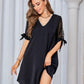 Beaded Decor Cold Shoulder Casual Dress