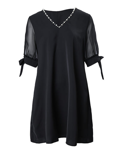 Beaded Decor Cold Shoulder Casual Dress
