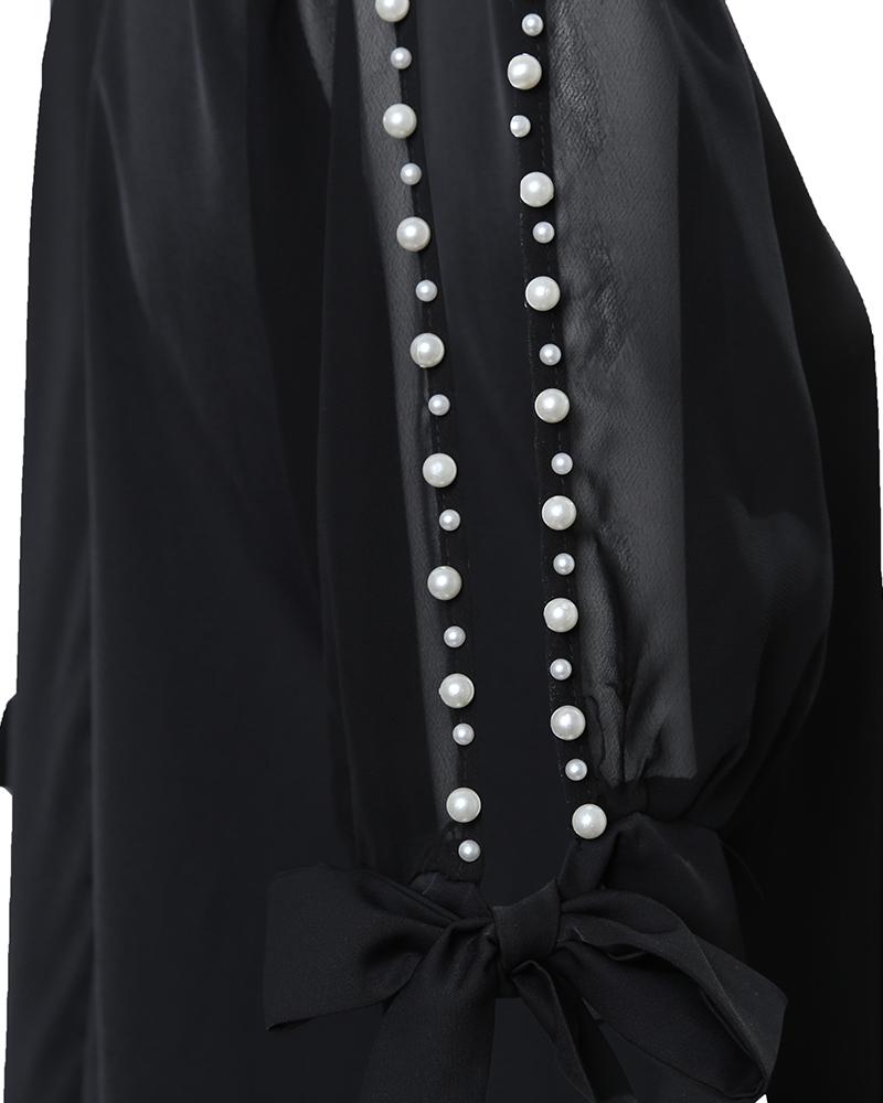 Beaded Decor Cold Shoulder Casual Dress