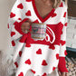 Valentine's Day Heart Love Print Batwing Sleeve Top
