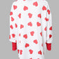 Valentine's Day Heart Love Print Batwing Sleeve Top