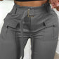 Pocket Design Paperbag Waist Cargo Pants With Belt