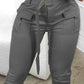 Pocket Design Paperbag Waist Cargo Pants With Belt
