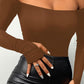 Off Shoulder Long Sleeve Skinny Casual Top