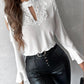 Keyhole Neck Crochet Lace Cutout Top