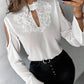 Keyhole Neck Crochet Lace Cutout Top