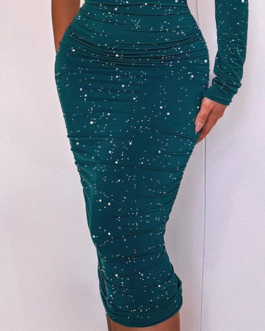 Glitter One Shoulder Ruched Party Dress