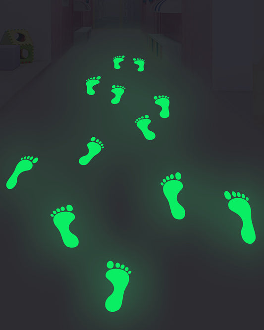 2 Sheets Luminous Footprint Stickers Funny Decor For Amusement Park Kindergarten Bedroom Great Wall Decorations