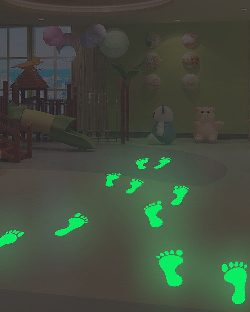 2 Sheets Luminous Footprint Stickers Funny Decor For Amusement Park Kindergarten Bedroom Great Wall Decorations