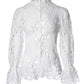 Eyelet Embroidery Button Front Bell Sleeve Top