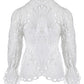 Eyelet Embroidery Button Front Bell Sleeve Top
