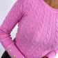 O neck Long Sleeve Buttoned Braided Knit Sweater