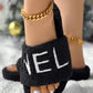Letter Embroidery Fuzzy Winter Slippers
