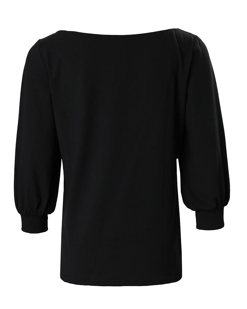 Valentine's Day Rhinestone Double Heart Pattern Casual Top