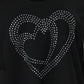 Valentine's Day Rhinestone Double Heart Pattern Casual Top