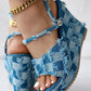 Peep Toe Denim Ripped Platform Wedge Sandals