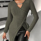Chain Decor Slit Keyhole Neck Top